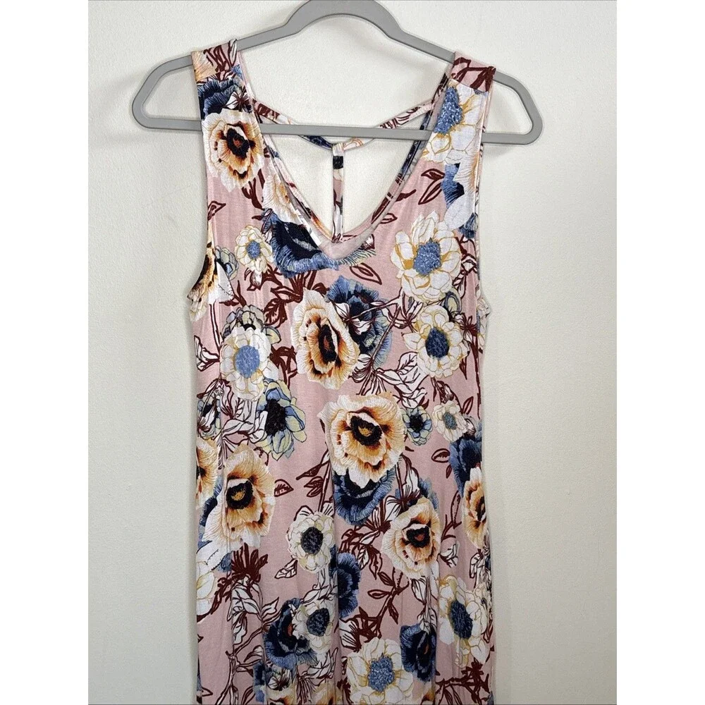 24/7 Maurices Floral Midi Dress M Pink Floral Cottage-core Boho Festival Casual - Picture 2 of 10